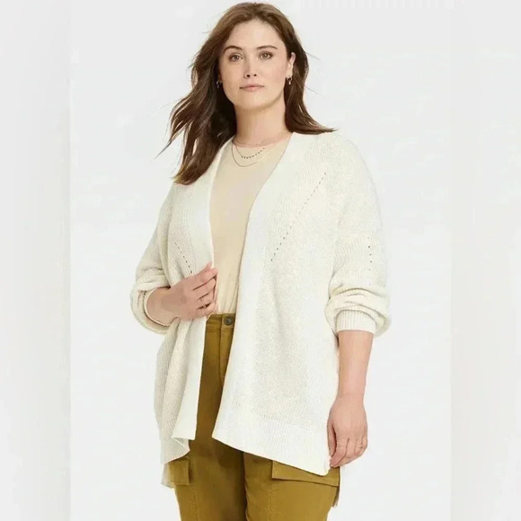 Universal Thread Women’s Open-front Cozy Knit Cardigan Color Cream Size 2X - Picture 1 of 12